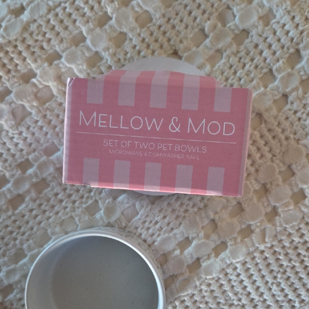 Mellow & Mod Coquette Cute Cats Small Ceramic Pet Bowls Dishes Set of Two - Picture 4 of 9